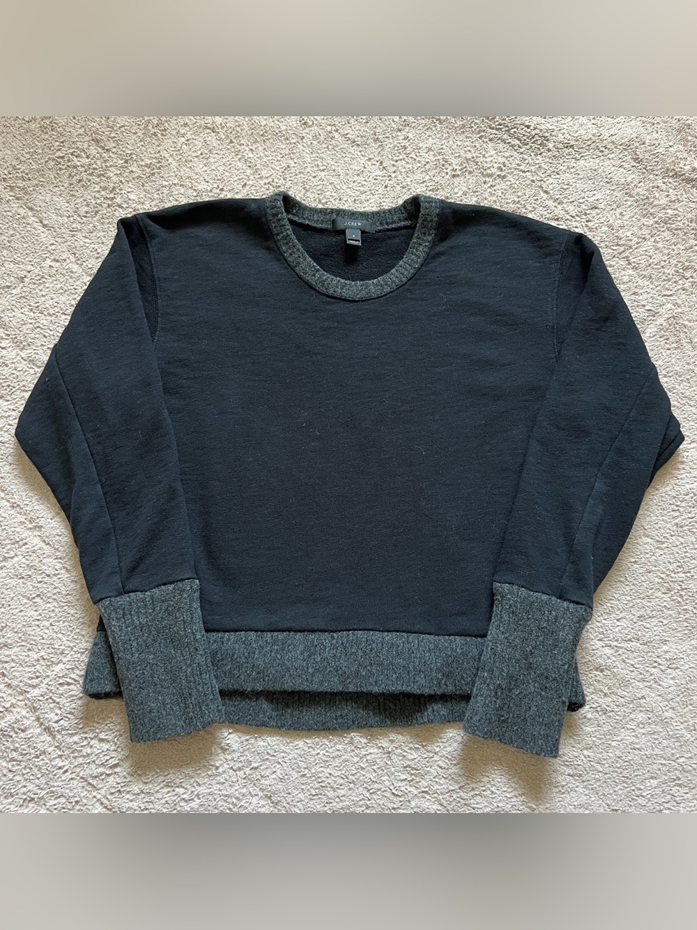 J. Crew Crewneck Sweater Cotton Wool Preppy Minimalist Capsule Office Sz S